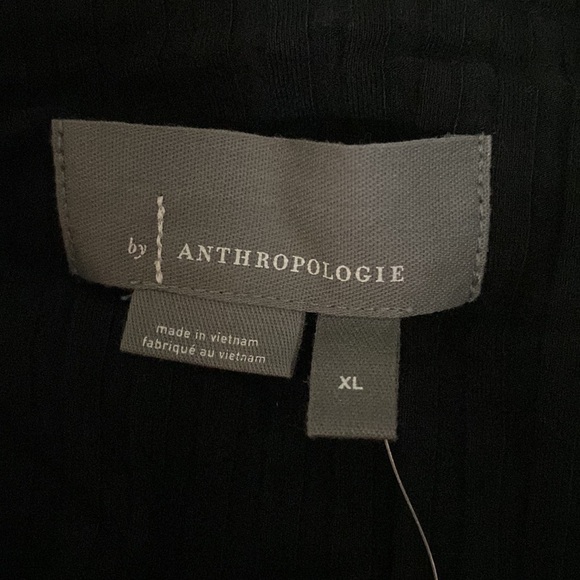 ❤️ XL ❤️ NWT Anthro Top Off The Shoulder Black Buttons Ribbed Long Sleeve​ - Picture 4 of 6